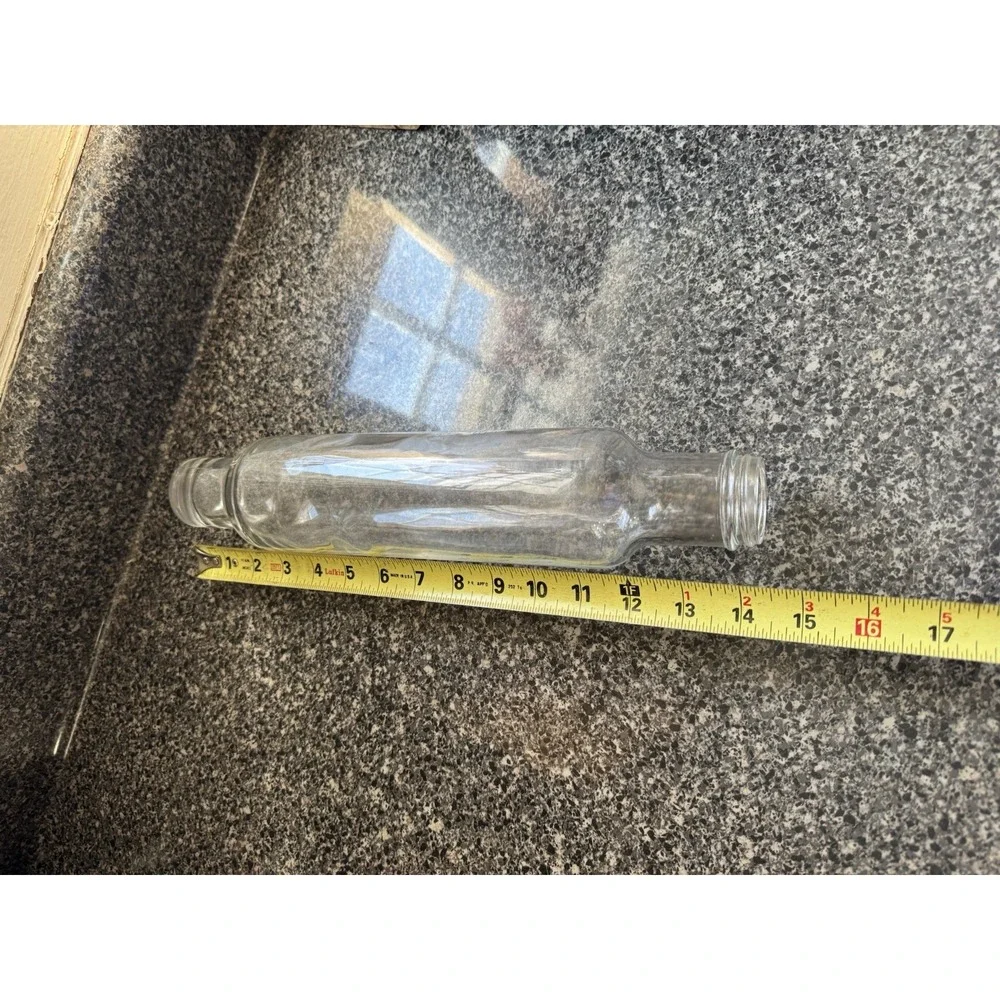 Vintage Clear Glass Rolling Pin No Cap Baking Kitchen Pastry Farmhouse 14